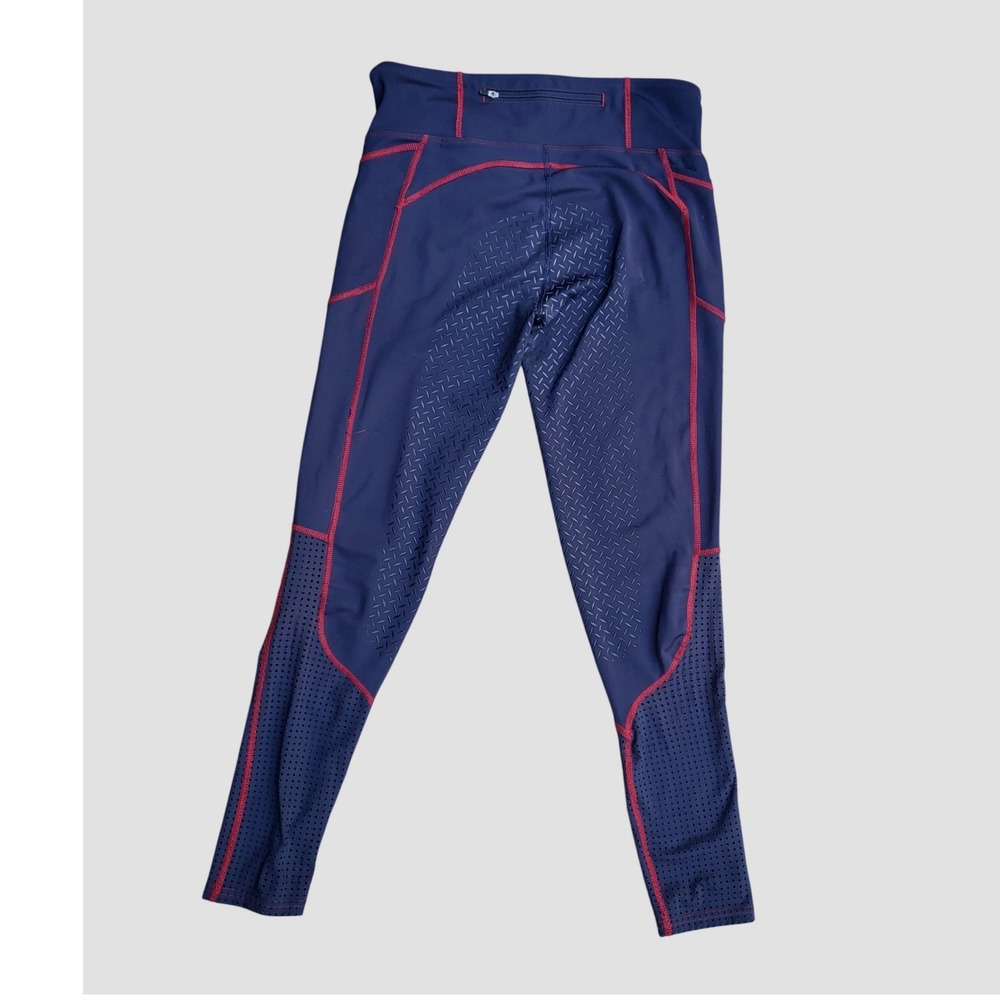 Ariat Tek Team Navy Red Full Seat Silicone Grip Equestrian Riding Pants Tights M - Picture 3 of 12